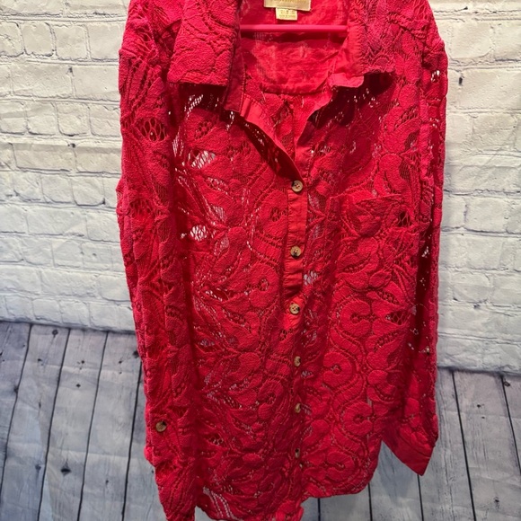 MAEVE by Anthropologie Roll-tab L/S 'Button Down Open Lace top. Size US 0 EUC - Picture 5 of 15